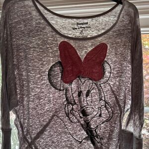 Disney Gray Long Sleeve Tee with Red Bow